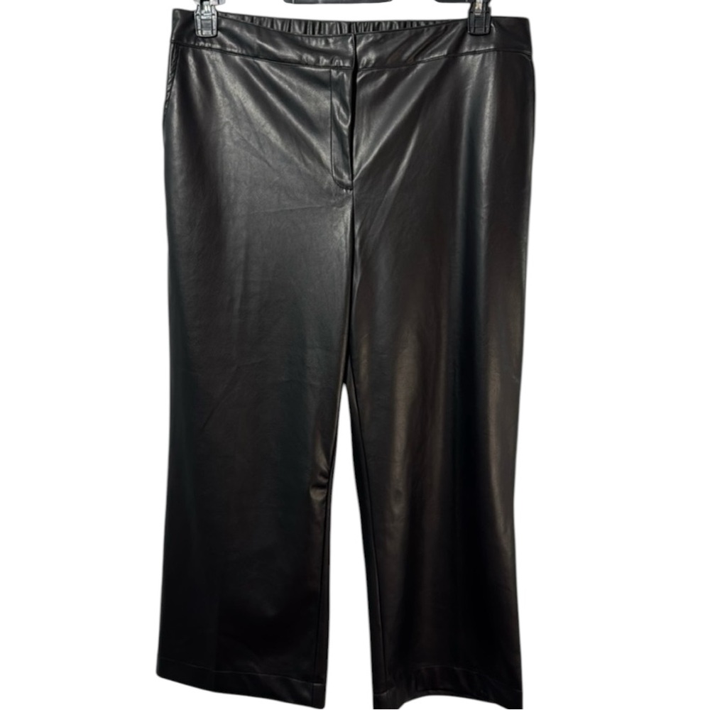 Ruby Road Pants Brown Faux Leather Straight‎ Leg High Rise in Size 18  NWT
